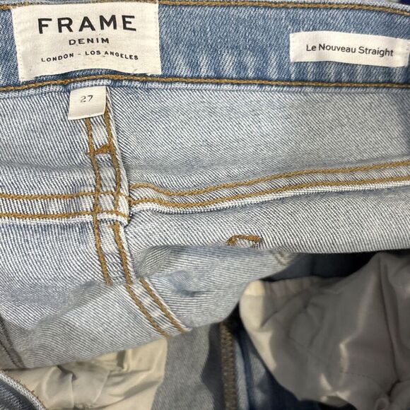 FRAME Jeans Size 27 Le Nouveau Straight Stiletto Hem Jeans Denim Distressed - Picture 16 of 16